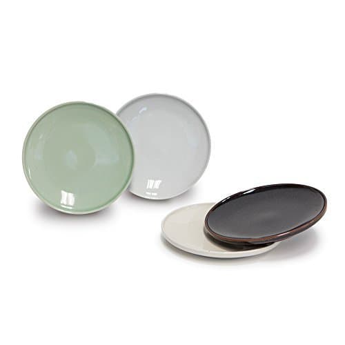 KwangJuyo Casual Line Small Brunch Plate set of 4_Mixed Color (White Grey, Ivory, Green, Chestnut Brown)