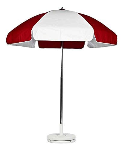 6.5' Lifeguard Umbrella Tilt: Without Tilt, Fabric: Logo and White Marine Grade Acrylic