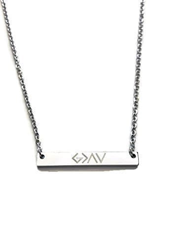 God Is Greater Than The Highs And Lows Bar Necklace 18 inch