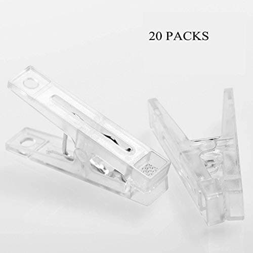 20pcs Small Clear Plastic Utility Paper Clips Clothespins Clamps, Clothes Line Clips,Photo Clips 2.36"x1.14"