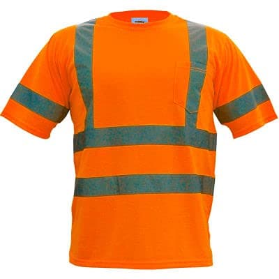 Utility Pro UHV302 Polyester High-Vis Short Sleeve T-Shirt with Chest Pocket with Dupont Teflon fabric protector, Orange, 2X-Large