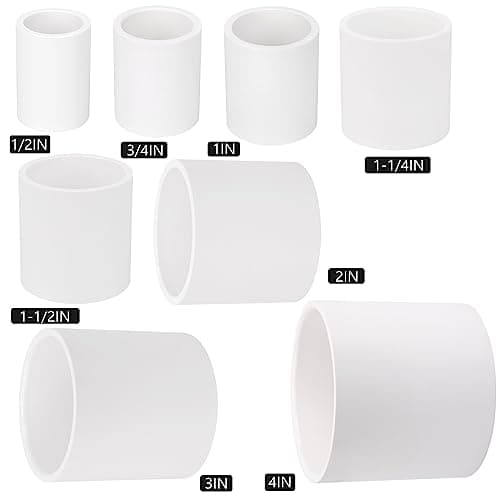 20 Pack 1/2" PVC Pipe Coupling Adapter Pipe Fitting Connector (Socket x Socket), Furniture Build Grade SCH40 1/2 Inch PVC Pipe Slip Socket Connectors for Home or Industrial Use, White