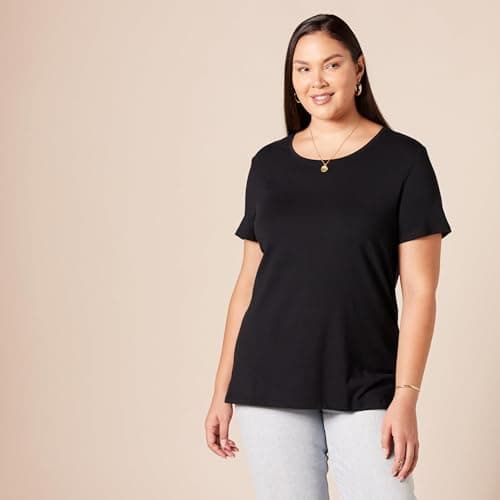 Amazon Essentials Women's Regular-Fit Short-Sleeve T-Shirt (Crewneck and V-Neck Options), Multipacks