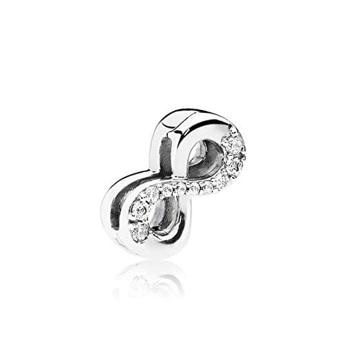 Calvas 100% 925 Sterling Silver Brand New Original 1:1 797580CZ REFLEXIONS Sparkling Infinity Clip Charm Jewelry Brand - (Color: White)