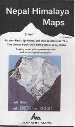 Far West Nepal, Api-Nampa, Seti River, Manasarovar (Tibet), East Kumaon, Kali River, Panch Chuli, Darma/Dhali Valley (India) (Sheet 1) (Nepal Himalaya Mountain Maps)