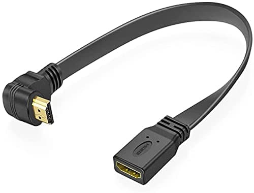 HDMI Extension Cable High Speed 90-Degree Down Angle Male to Female Extension Wire Cord HDMI Extender - Gold Plated Plugs (1FT)