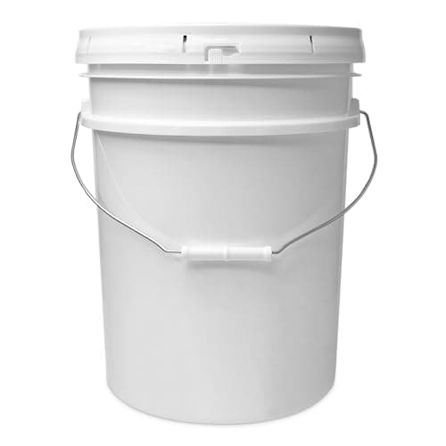 5 Gallon White Bucket & Lid - Set of 3 - Durable 90 Mil All Purpose Pail - Food Grade - Contains No BPA Plastic by Living Whole Foods