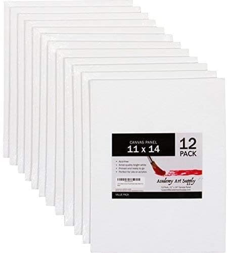 Academy Art Supply Canvases Panels 11 x 14 inch - 100% Cotton Artist Blank Canvas Board for Painting, Pre-gessoed, Primed, Acid-Free Blank Canvas, Perfect for Acrylic and Oil Painting, Pack of 12