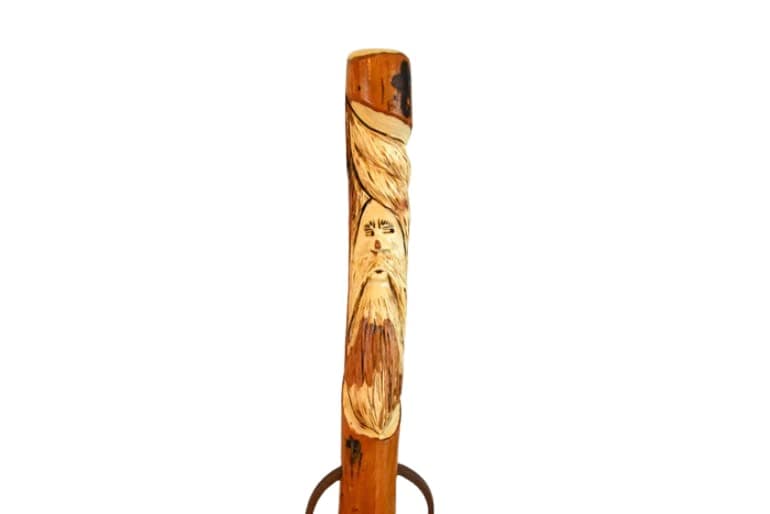 Wood Spirit Walking Stick + Hand carved in Hardwood + Custom Height up to 60" by Creation Carvings