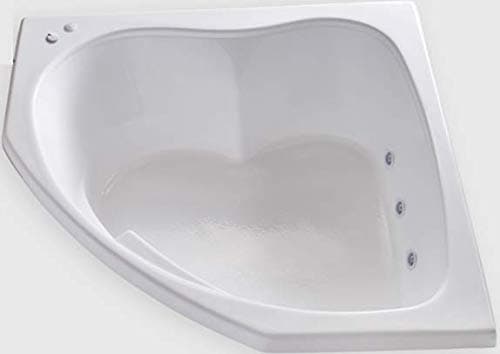 SKC5555 - Modern Acrylic Whirlpool Tub Water Massage Two Person Jetted Bathtub, w/Heated 6 Jet - White Drop In Bathtub Triangular Corner Tub - Deep Relaxing Soak - 55"L x 55"W x 18.5"H