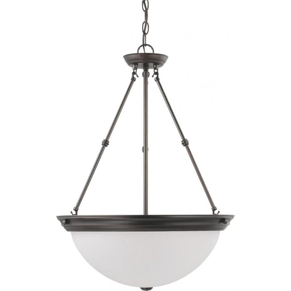 Nuvo60/3153 Three Light Pendant, Mahogany Bronze/Frosted Glass