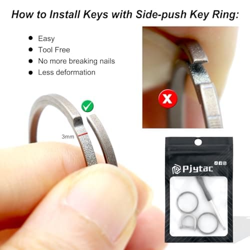 Titanium Keychain Rings Heavy Duty Side Push Key Rings for Car Keys Easy Quick Release EDC Split Keyrings