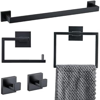 YACVCL 5 Pieces Black Bathroom Accessorie Set 23.6 Inch Towel Bar Set,SUS304Stainless Steel Bathroom Hardware Set,Wall Mounted Towel Holder Set for Bathroom