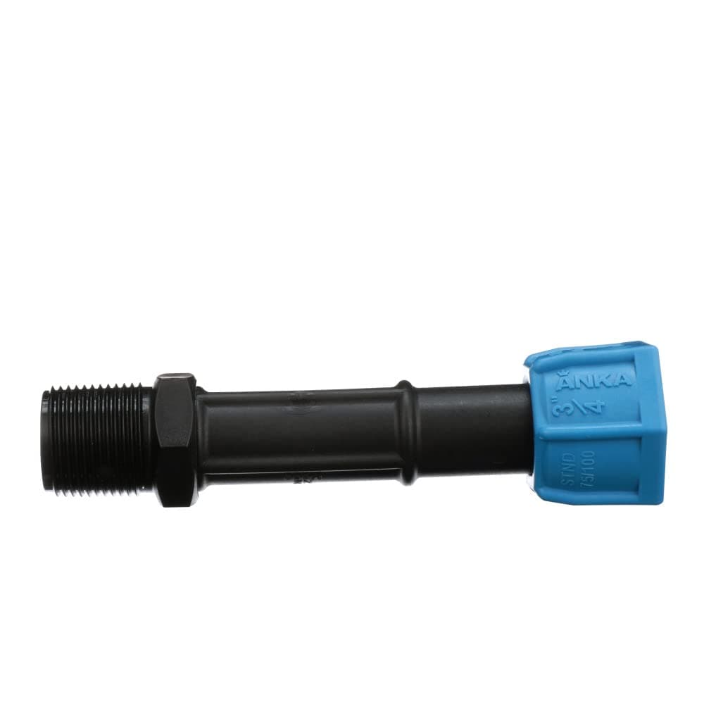 Watts AMA34 ANKA Series High Pressure Poly-Pipe Male NPT Adapter, 3/4" x 3/4" Black Fitting w/Blue Tapered Nut Seal, High Grade Glass Fiber Reinforced Nylon, Agriculture & Irrigation