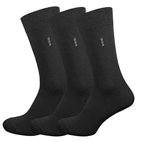 Breathable, Comfortable Mens Black Socks, Crew Socks Wicks Away Moisture, Dress Down or Working Out