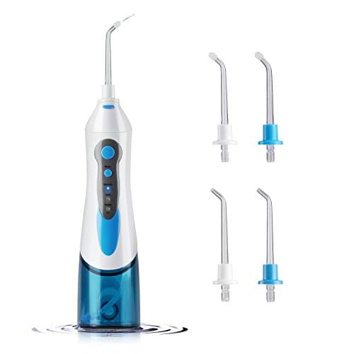 Electric Dental Water Flosser, Cordless, Portable and Rechargable Oral Irrigator with 3 Operation Modes and 4 Rotatable Jet Tips for Braces and Teeth Whitening
