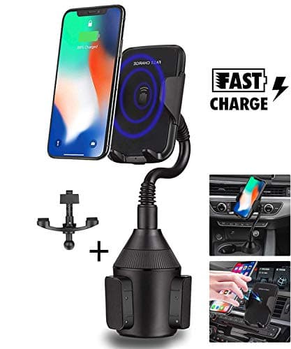 Bysionics Wireless Car Charger,360 Degree Fast Wireless Charging Cup Phone Holder & Air Vent Car Phone Mount Compatible with iPhone XR/Xs Max/Xs/X/8,Samsung Galaxy S10 /S10+ /S10e/ S9 (Black)
