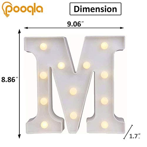 Pooqla LED Marquee Letter Lights Alphabet Signs Light Up for Table Wedding Home Party Bar Decoration M