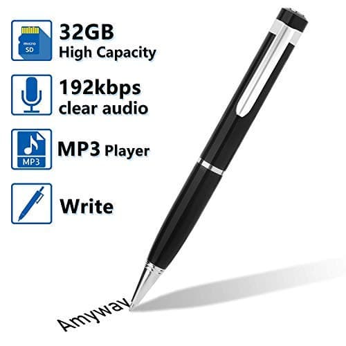 Digital Voice Recorders, Voice Recorder Pen Audio Recorder Dictaphone MP3 Player with 32GB Micro SD card, a USB cable, a card reader, 5 refills for Lectures Meetings, Interview, Speech
