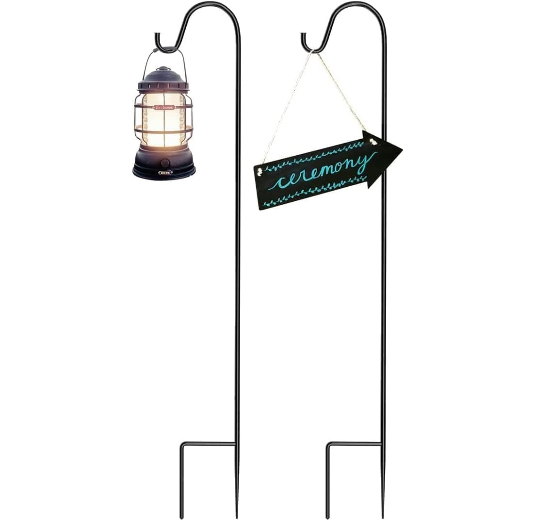 XNX 2 Pack Shepherd Hooks,Metal Garden Stake with hooker for Solar Lights,Lanterns,Christmas Lights,Weddings Plant Baskets,Flower Ball (Black-100cm)