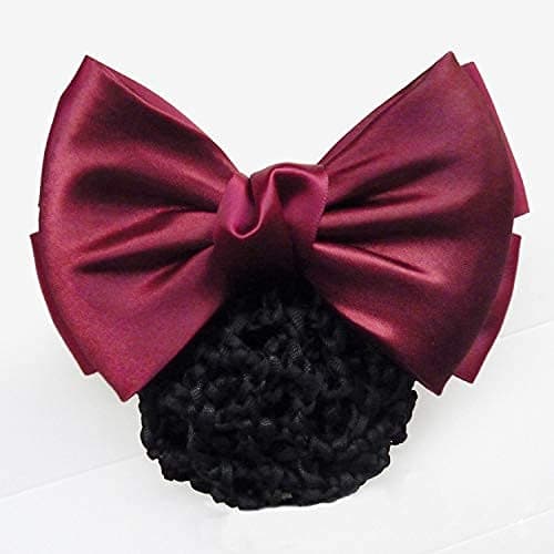 Huitao Satin Lady Bow Hair Bun Net Snood Crochet Net Bun Hair Cover Women Hair Accessories Blue