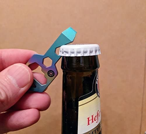 CLOSS 8 in 1 Titanium Multitool Keychain- Bottle Opener, Screwdriver and Wrench Rainbow