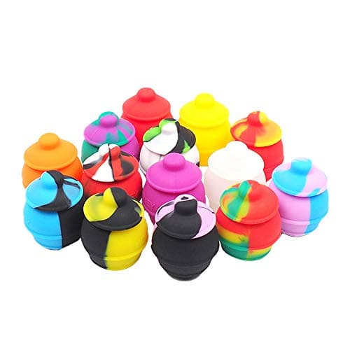 YHSWE 25Pcs Silicone Container 35ml Honey Pots Nectar Collector Stick Storage Oil Concentrate Jars Multi Color Randomly