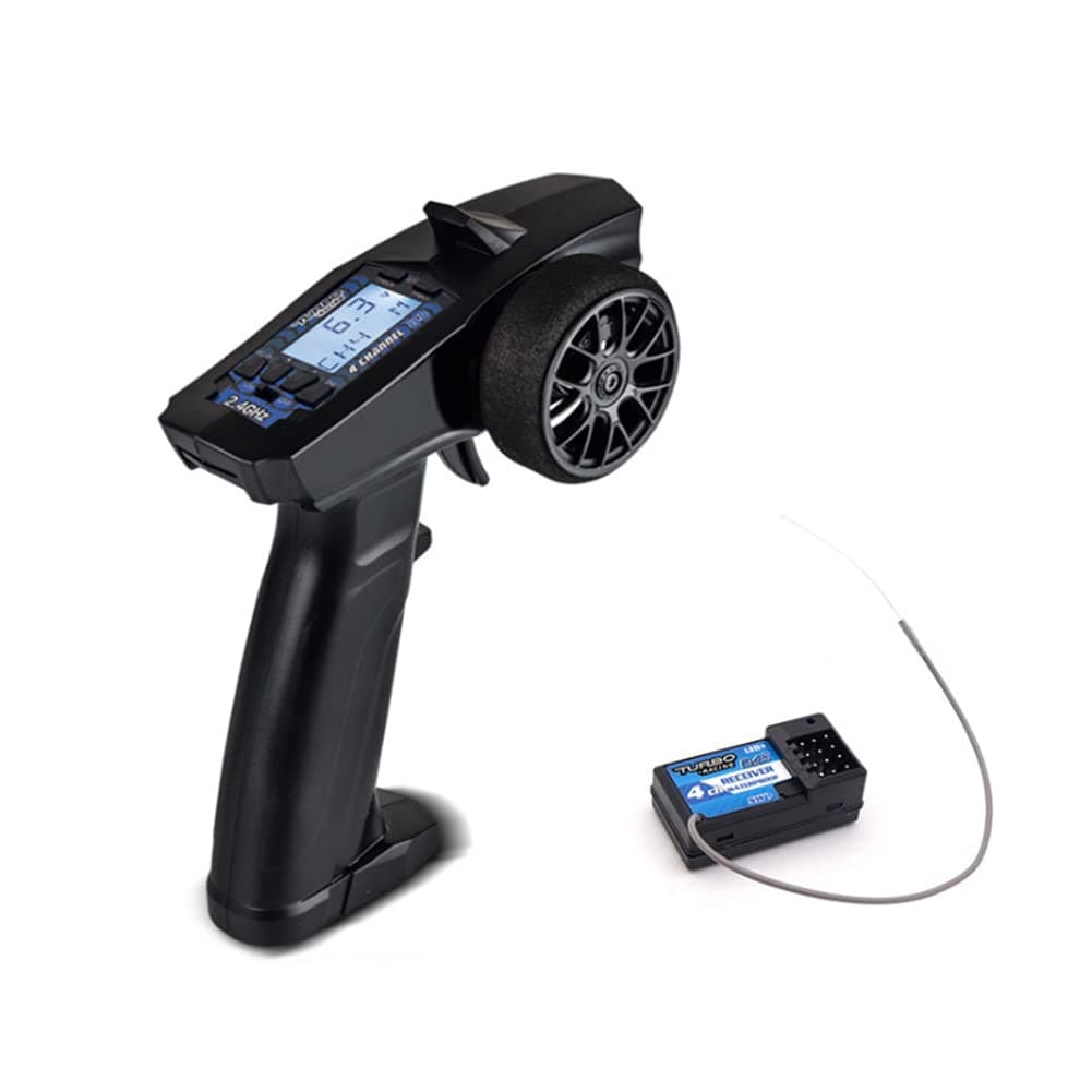 Turbo Racing P32 91803G-C 2.4G 4CH RC Remote and Receiver Controller LCD Display with Waterproof Radio Transmitter for RC Car Boat (91803-C)