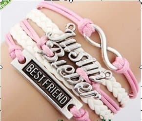 Justin Bieber belieber Multi Strap charm bracelet with JB Special Gift Box (BestFriend-Pink-FastShip)