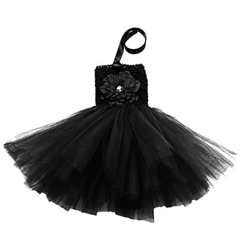 BUENOS NINOS Baby Girls Tutu Dress Crochet Tube Top Baby Pettiskirt (Black)