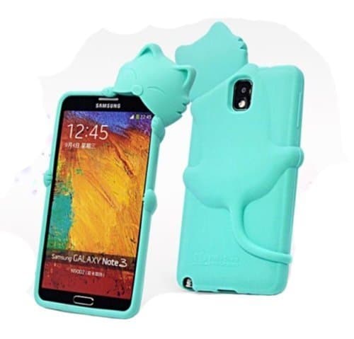 DE Cute 3D Cartoon Animal Series Samsung Galaxy Note 3 III N9000 Case New Blue Hide And Seek Kiki Cat Shape Style Soft Silicone Rubber Case Protective Cover for Samsung Galaxy Note 3 III N9000