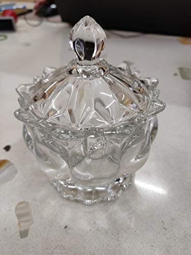 Amaze Shoppee Crystal Alexandria Candy and Dryfruit Box, Jar with Lid , Clear