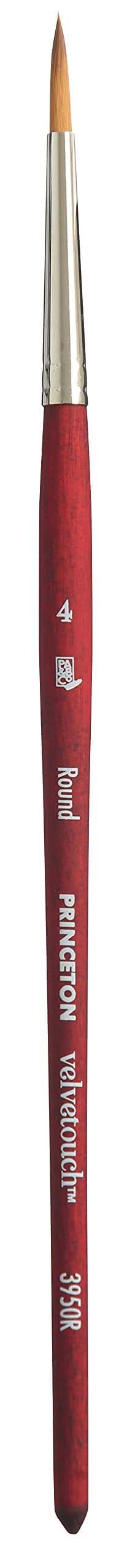 Velvetouch Short Handle Round Paintbrush | Synthetic Blend for Quality Performance | Ideal for Acrylics, Watercolours & Oil Paints | Maximum Colour Holding Capacity | Size - No 4