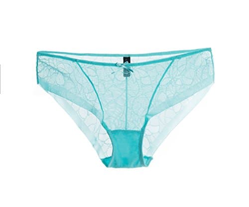 Annajolly Women's Lace Low Rise Transparent Hipster Panties Aqua Large