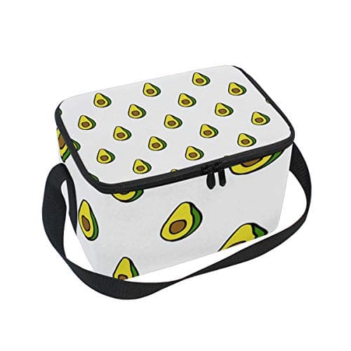 JUAMA Avocado Halfs Insulated Lunch Bag Food Container Large Capacity Cooler Lunchbox Tote Bag with Shoulder Strap for Women Men Boy Girls Kids