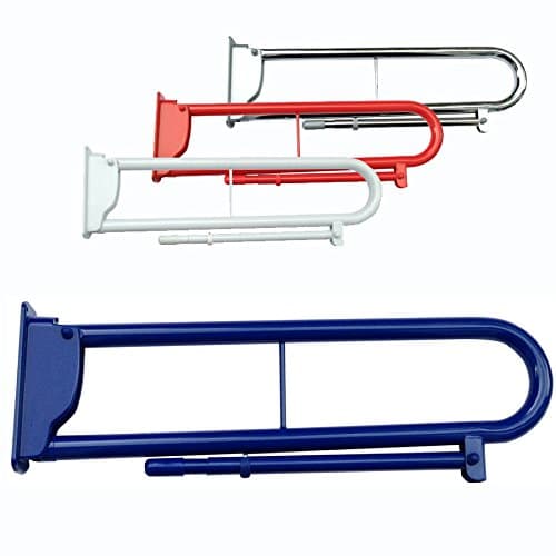 Assist Wall Mounted Retractable Bathroom Safety Rail with Support Leg Blue