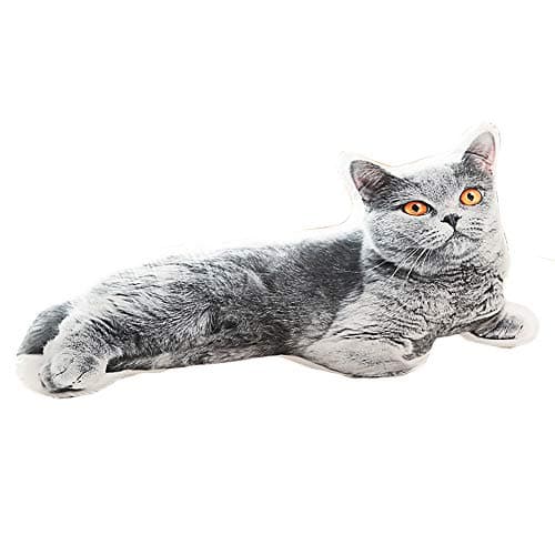 Cat Dog Shape Decorative Throw Pillow,3D Simulation Stuffed Animal Plush Cushion Pillow Toy for Kids,Home,Bed,Sofa,Pet (Gray Cat)