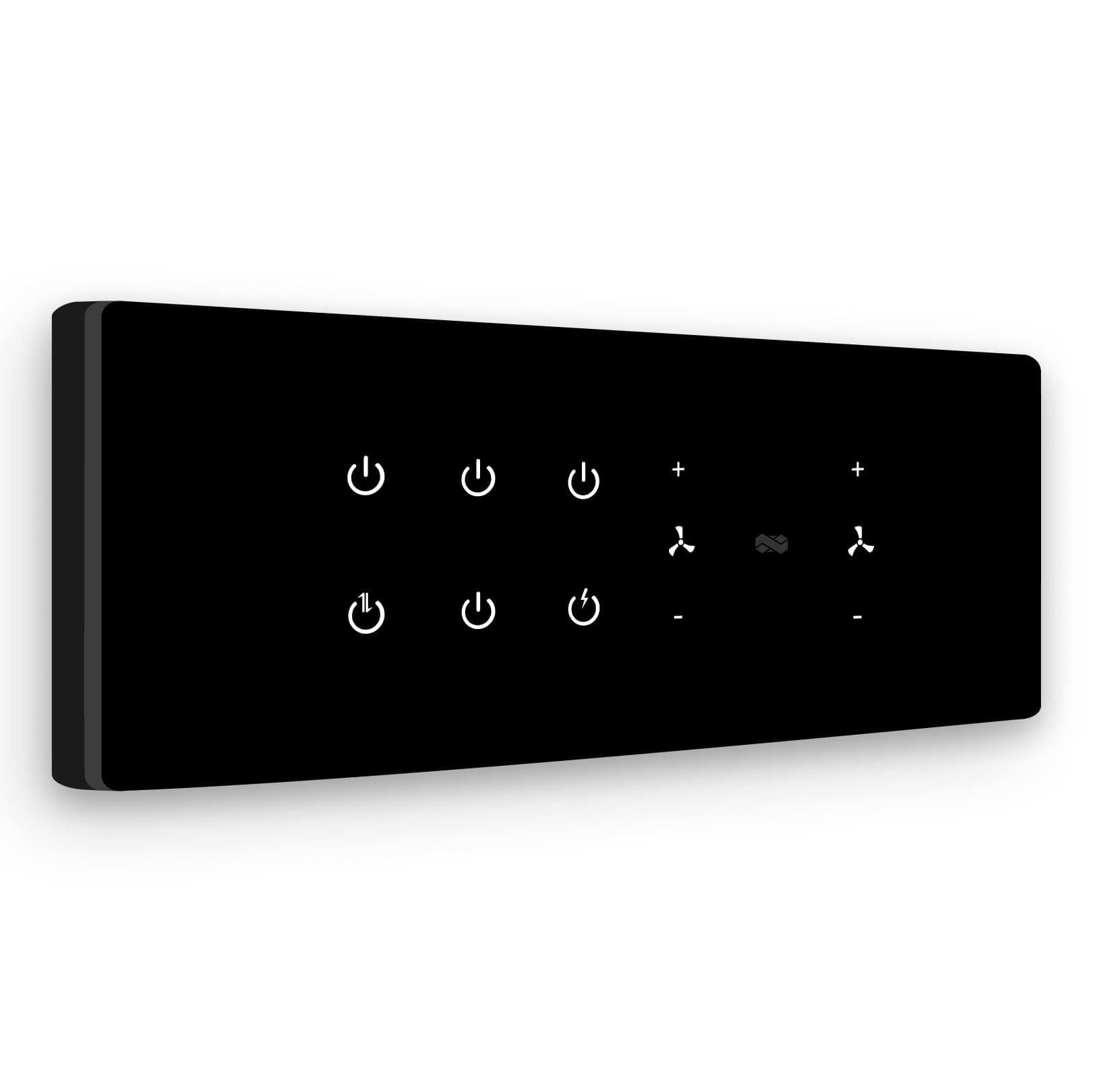 IoticsSmart Wifi Card: 6 lights and 2 fan switches. Finger touch, remote control, app control. Voice via Google Home/Alexa. Home Automation Solution (Black)