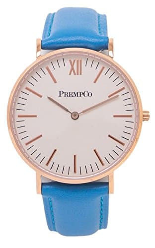 PrempCoNobel – Ladies Watch – Ivory White – Rose Gold – Quick Change Watch Wrist Band in Blue