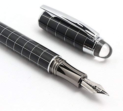 New 79 Designer Starwalker Cross Line Fountain Pen Silver Trim Checked
