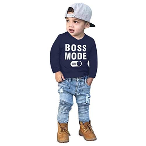 Kids Tops for 2-7 Years Old,Baby Toddler Boys Autumn Winter Clothes Long Sleeve Letter Print T-Shirt Tees Outfit (6-7 Years Old, Dark Blue)