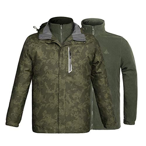 3 in 1 Winter Camouflage Jackets for Men Waterproof Windproof Detachable Hood Lining Coat Perfect for Motorcycle