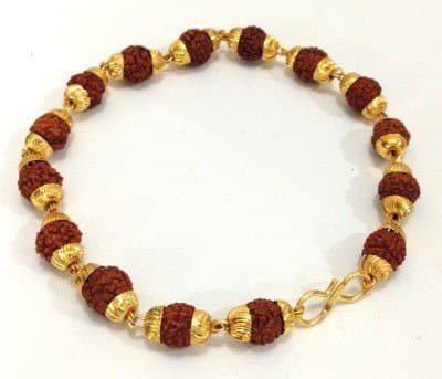 5 mukhi Rudraksha Bracelet with Golden Cap for Men and Women