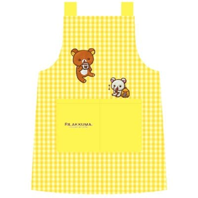 Apron Rilakkuma 40807-150-Y Rilakkuma chocolate u0026 coffee ~ check H type yellow Children 150cm