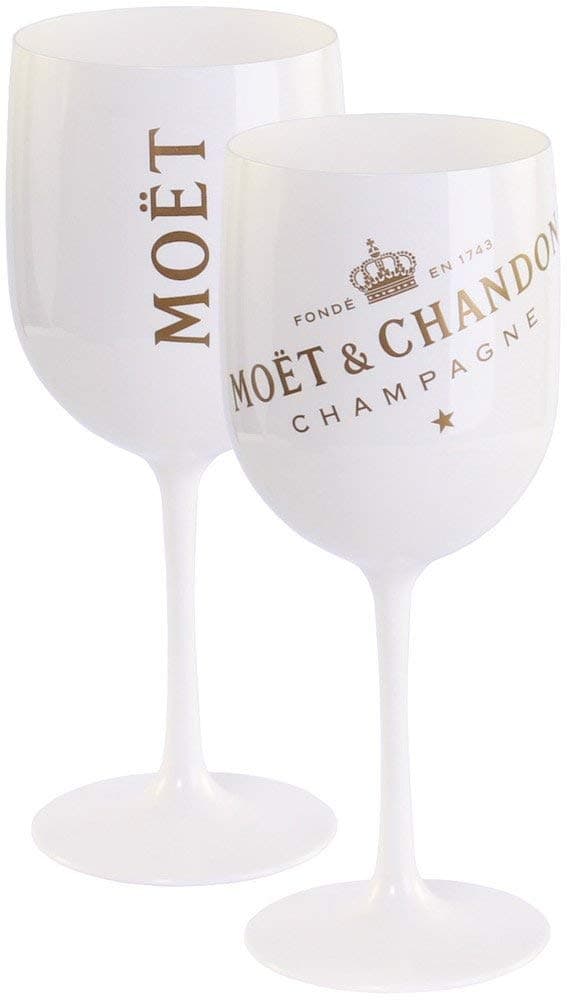 2 x Moët & Chandon Ice Imperial Champagne Acrylic Glass 0.45 L Cup Goblet White/Gold Glasses Set