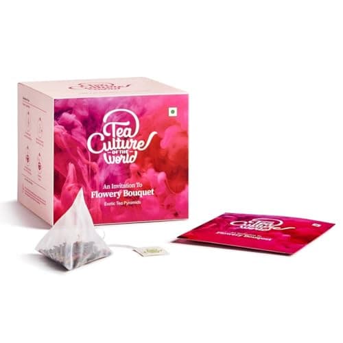 Tea Culture of The World Flowery Bouquet Tea | Hibiscus Tea Bags | Calming Hibiscus & Fragrant Rose | Made With 100% Whole Leaf & Natural Flavors, Brew Hot Or Cold, 32 Count, 550 Gram