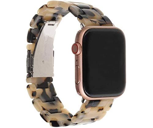 FIANO Resin Watch Band Fashion Replacement Wristband Strap Compatible with Apple iWatch Series 4/3/2/1 with Stainless Steel Buckle Strap Women Men(Cream Chocolate-38mm)