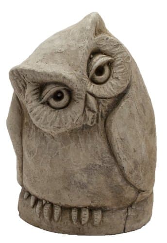 STA-5046-0404 6.5-Inch Moss Concrete Twist Owl Statue, Medium