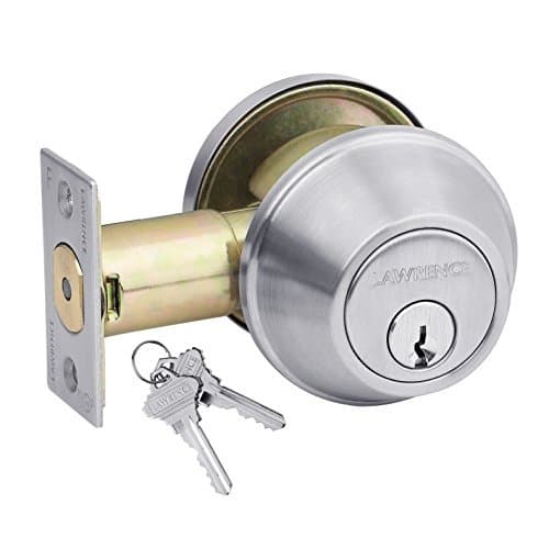 Heavy-Duty Commercial Single Cylinder Hardened Deadbolt Lock, Fire Rated, Exceeds Grade 2 Specifications, Adjustable 2-3/8" and 2-3/4" Backset, Preferred by Locksmiths, by Lawrence Hardware LH560