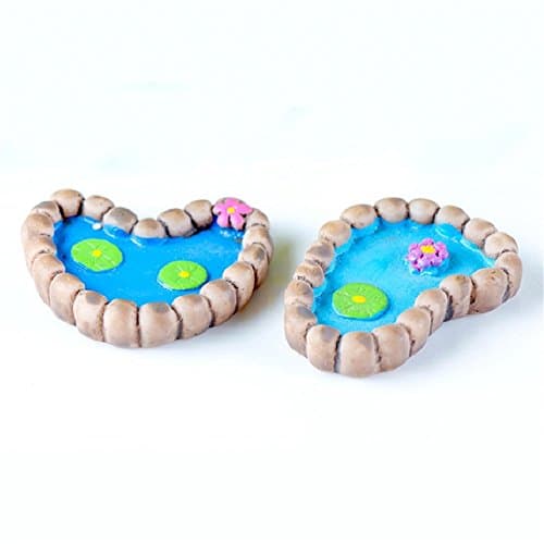 COOLTOP 4pcs Lotus Pond Miniature House Fairy Garden Micro Landscape Home Garden Decoration Plant Pots Bonsai Craft